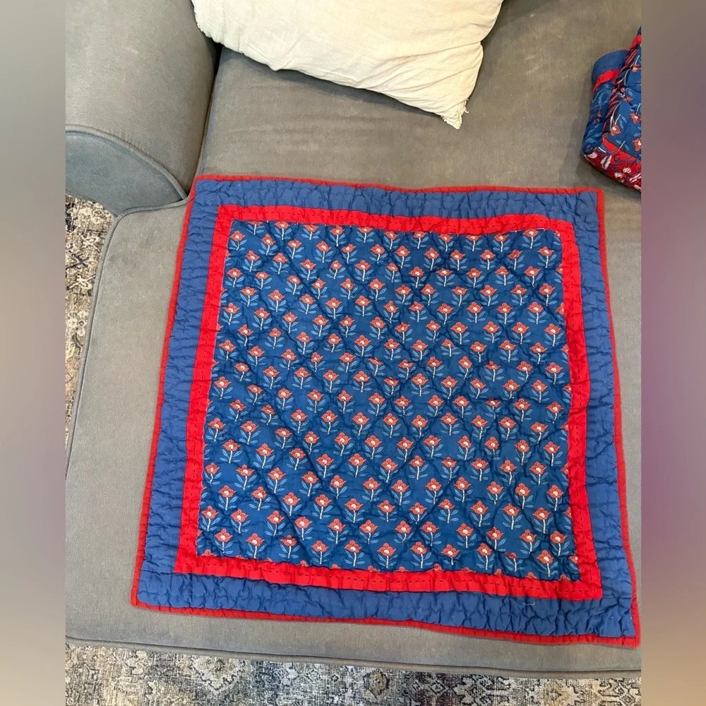 The Company Store Quilted Blue & Red Sham Covers Square & Rectangle